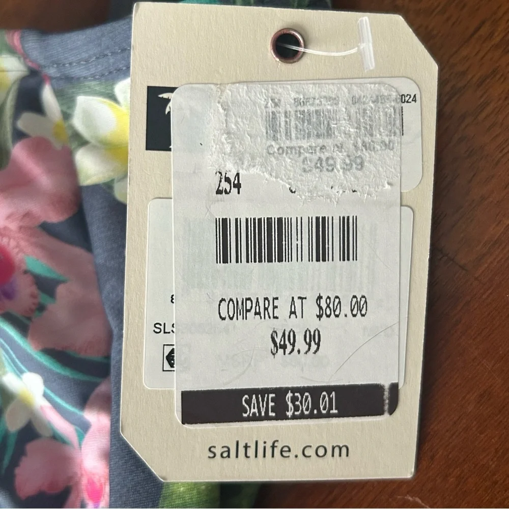 NEW Salt Life gray floral tropical scoop neck one piece‎ bathing suit